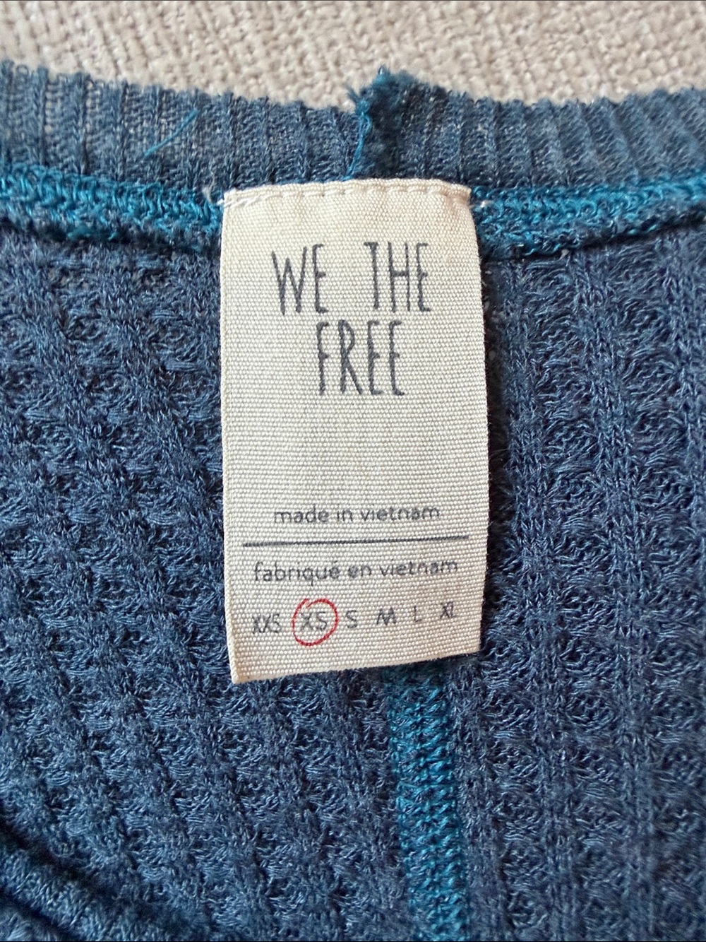 We the Free Women’s Navy Waffle-Knit Long Sleeve Top - Picture 3 of 4